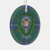 Pringle Scottish Clan Tartan & Crest Glas Ornament (Voorkant Rechts)