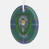 Pringle Scottish Clan Tartan & Crest Glas Ornament (Voorkant links)