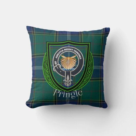 Pringle Scottish Clan Tartan & Crest Kussen (Voorkant)