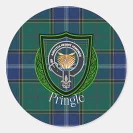Pringle Scottish Clan Tartan & Crest Ronde Sticker