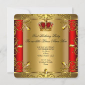 Prins 1st Birthday Boy Red Gold Crown 2 Kaart (Achterkant)