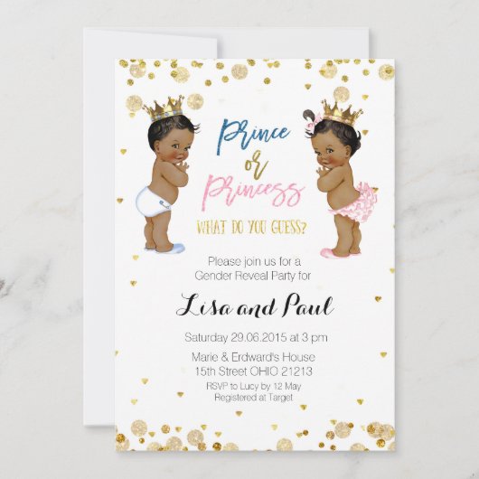 Prins and princess Gender Reopenbaarle nodigt Gold Kaart (Voorkant)