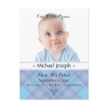 Prins Baby Blue Boy Pset Birth Announement