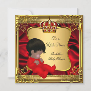Prins Baby Boy Baby Shower Afro-Amerikaans Rood Go Kaart