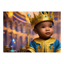 Prins baby jongen gouden paleis kroon blauw etnisc
