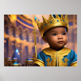 Prins baby jongen gouden paleis kroon blauw etnisc poster