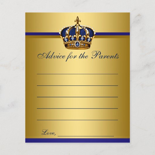 Prins Baby Shower Advies Voorspelling Spel Kaarten (Achterkant)