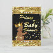Prins Baby shower Black Gold Sprinkle Enic Kaart (Staand voorkant)