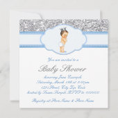  prins Baby shower blauw en zilver Kaart (Achterkant)