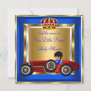 Prins Baby Shower Blauw Jongen Rode Raceauto 2B Kaart