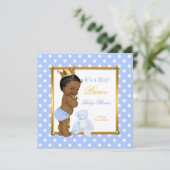 Prins Baby shower Boy Blue Polka Dot Etnic Kaart (Staand voorkant)