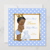 Prins Baby shower Boy Blue Polka Dot Etnic Kaart (Voorkant)