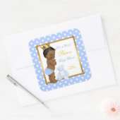 Prins Baby shower Boy Blue Polka Dot Etnic Vierkante Sticker (Envelop)