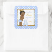 Prins Baby shower Boy Blue Polka Dot Etnic Vierkante Sticker (Tas)