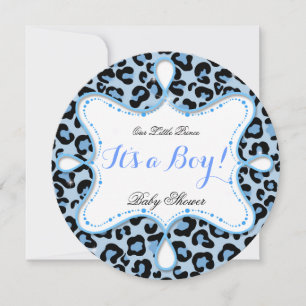 Prins Baby Shower Jongen Blauw Luipaard Kaart