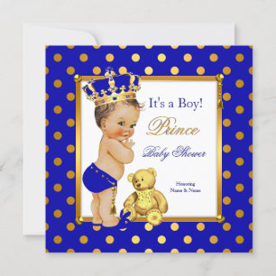 Prins Baby Shower Jongen Koninklijk Blauw Goud Bru Kaart