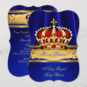 Prins Baby Shower Jongen Koninklijk Blauw Goud Roo Kaart