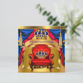 Prins Baby Shower Jongen Koninklijk Blauw Rood Gou Kaart (Staand voorkant)