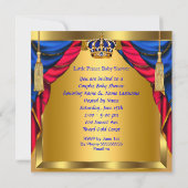 Prins Baby Shower Jongen Koninklijk Blauw Rood Gou Kaart (Achterkant)