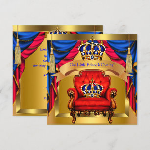 Prins Baby Shower Jongen Koninklijk Blauw Rood Gou Kaart