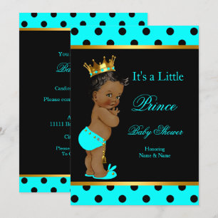 Prins Baby Shower Jongen Teal Zwart Etnisch Kaart