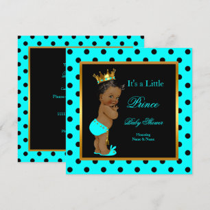 Prins Baby Shower Jongen Teal Zwart Etnisch Kaart