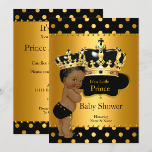 Prins Baby Shower Jongen Zwart Goud Etnisch Kaart