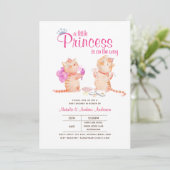 Prins baby shower katten kitten meisjes roze cute kaart (Staand voorkant)