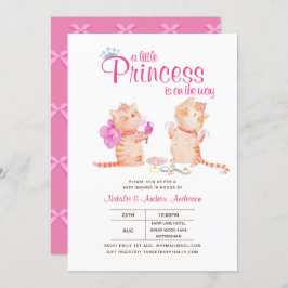 Prins baby shower katten kitten meisjes roze cute kaart