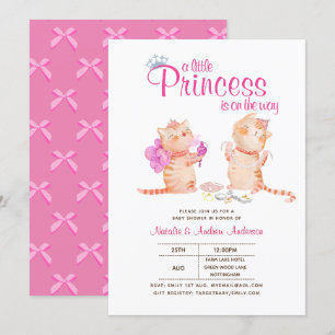 Prins baby shower katten kitten meisjes roze cute kaart