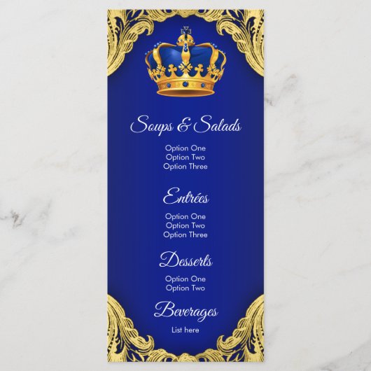Prins Baby Shower Menu (Voorkant)