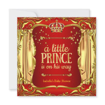 Prins baby shower rood goud jongens uitnodiging