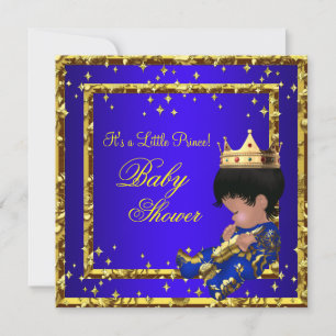 Prins Baby shower Royal Blue Gold Boy kroonsterren Kaart