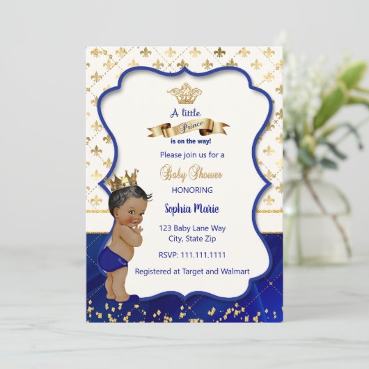 Prins Baby shower uitnodiging, Kleine prins Kaart (Staand voorkant)