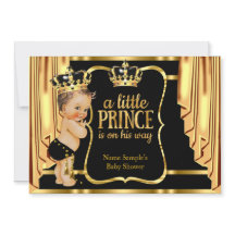 Prins Baby Shower Zwarte Gouden Gordijnen Brunette