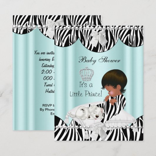 Prins Babyshower Jongen Etnisch Zebra Kaart (Voorkant / Achterkant)