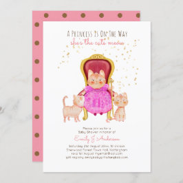 Prins Babyshower Katten Kitten Meisjes Roze Cute Kaart