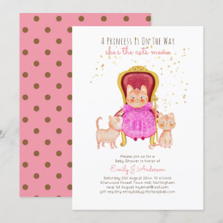Prins Babyshower Katten Kitten Meisjes Roze Cute Kaart