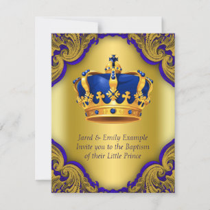 Prins Baptism Royal Blauw en Gouden Kroon Kaart