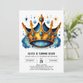Prins Betoverde Verjaardagskroon Kaart (Staand voorkant)