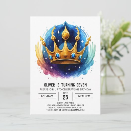 Prins Blauw Digitale Verjaardag Kaart (Staand voorkant)