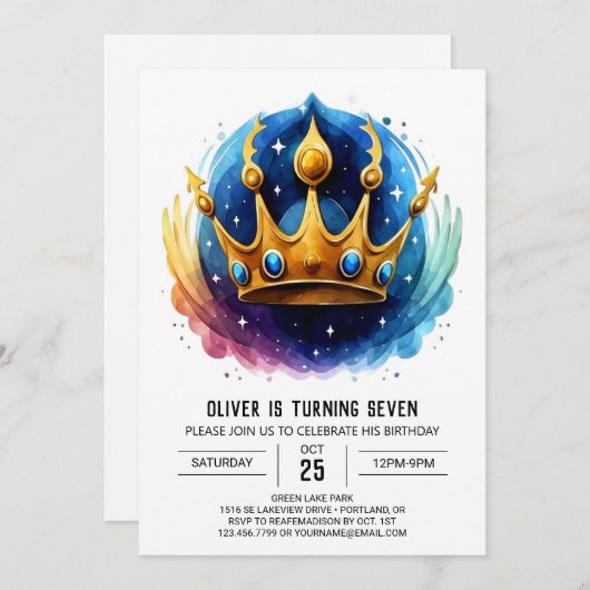 Prins Blauw Digitale Verjaardag Kaart (Voorkant / Achterkant)