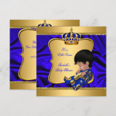 Prins Boy Baby shower Blue African American Silk Kaart (Voorkant / Achterkant)