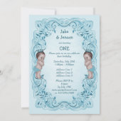  Prins Boy Twins  Blauw 1e verjaardag Kaart (Achterkant)