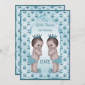 Prins Boy Twins Blue Rozen 1e verjaardag Kaart (Voorkant / Achterkant)