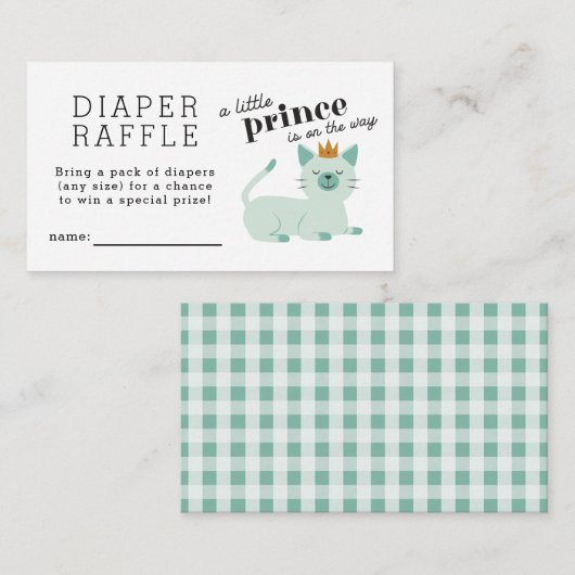Prins Cat Baby shower Diaper Raffle Ticket Informatiekaartje (Voorkant / Achterkant)