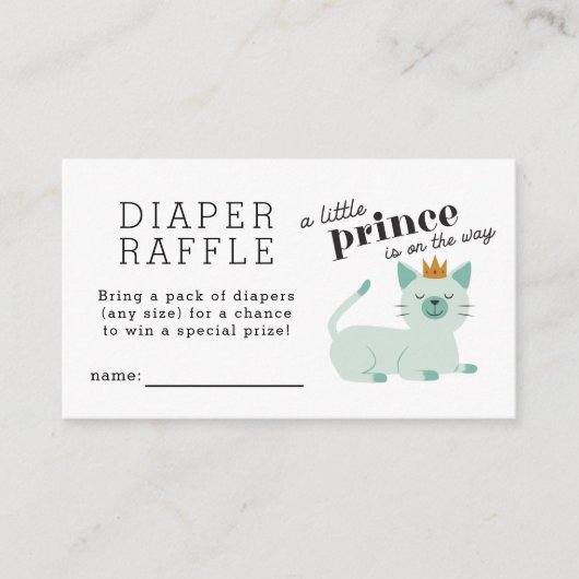 Prins Cat Baby shower Diaper Raffle Ticket Informatiekaartje (Voorkant)