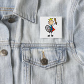 Prins charmeren met zwaard vierkante button 5,1 cm (In situ)