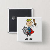 Prins charmeren met zwaard vierkante button 5,1 cm (Voorkant /achterkant)