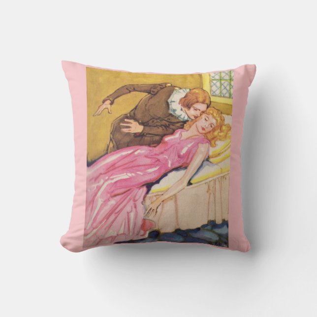 Prins Charming die het zoenen Sleeping Beauty vers Kussen (Voorkant)
